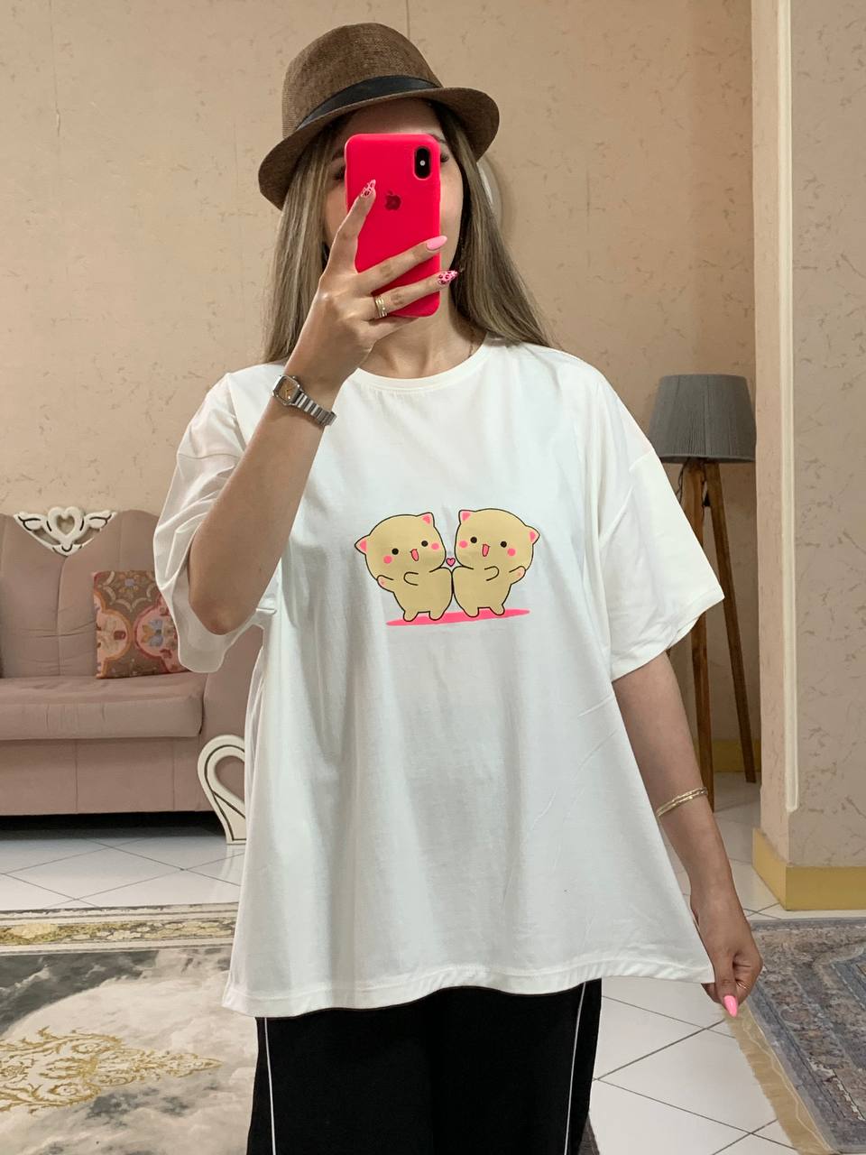 -5909072893134884583_121 تیشرت باکسی گربه عاشق-کد1027 - Image 3