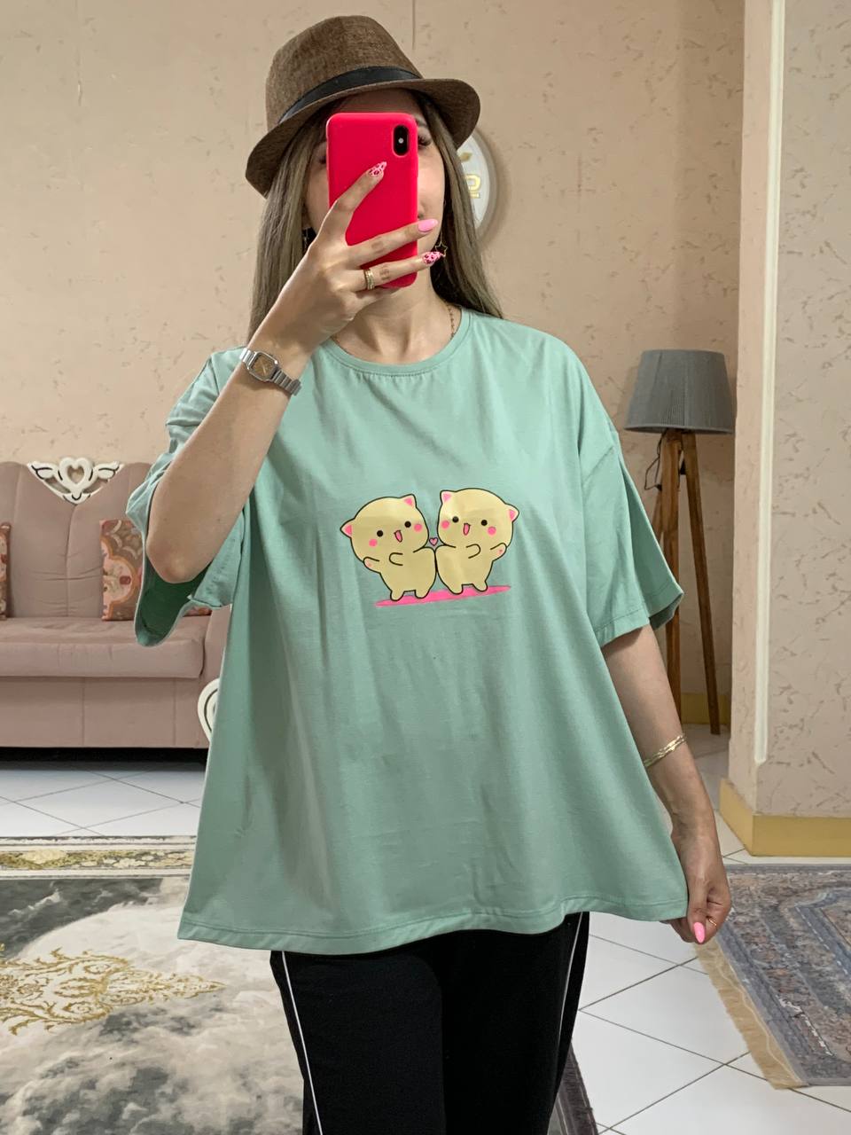 -5909072893134884585_121 تیشرت باکسی گربه عاشق-کد1027 - Image 8