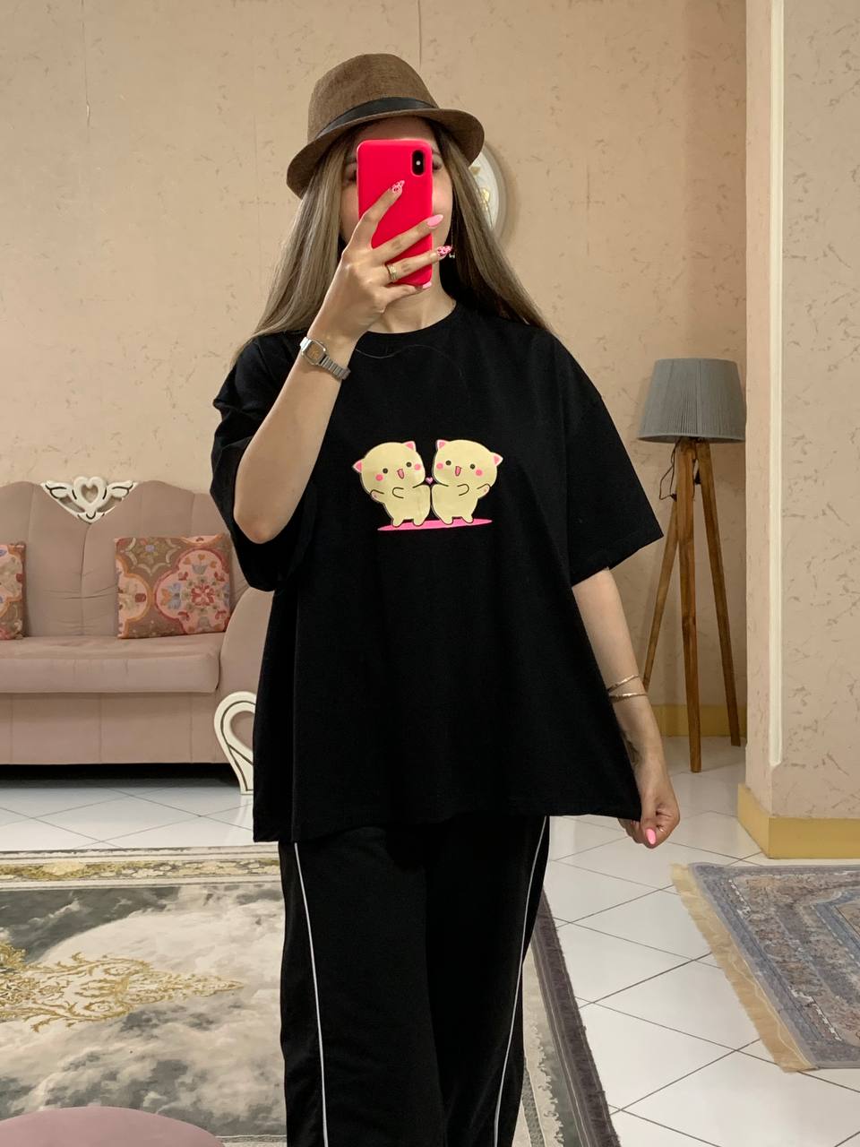 -5909072893134884587_121 تیشرت باکسی گربه عاشق-کد1027 - Image 7