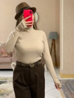 بلوز یقه اسکی فینگر دار فانریپ کرکره کد -1033