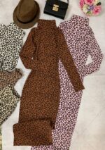 پیراهن ماکسی یقه اسکی آستین بلند پلنگی_کد1039 - Image 7
