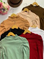 بلوز یقه ایستاده آستین عروسکی_کد1052 - Image 6