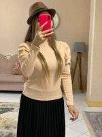 بلوز یقه ایستاده آستین عروسکی_کد1052