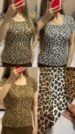 تیشرت پلنگی یقه خشتی_کد1053 - Image 2