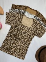 تیشرت پلنگی یقه خشتی_کد1053