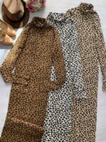 پیراهن ماکسی یقه اسکی آستین فینگری پلنگی_کد1063 - Image 4