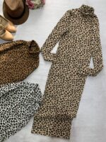 پیراهن ماکسی یقه اسکی آستین فینگری پلنگی_کد1063 - Image 7