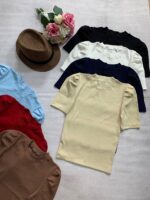 کراپ تیشرت آستین پفی _کد1066 - Image 2