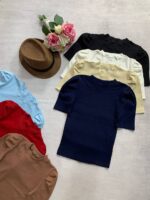 کراپ تیشرت آستین پفی _کد1066 - Image 3