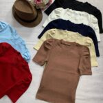 کراپ تیشرت آستین پفی _کد1066