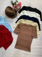 کراپ تیشرت آستین پفی _کد1066