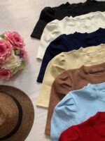 کراپ تیشرت آستین پفی _کد1066 - Image 6