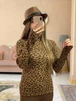 بلوزیقه اسکی فینگردار پلنگی-کد1068 - Image 2