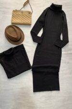 ماکسی یقه اسکی مشکی-کد1069 - Image 5