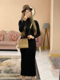 ماکسی یقه اسکی مشکی-کد1069