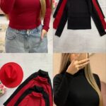 کراپ آستین بلند یقه اسکی کد1073