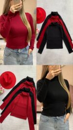 کراپ آستین بلند یقه اسکی کد1073