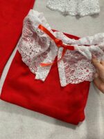 ماکسی قرمز یقه و آستین دانتل_کد1079 - Image 4