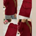 بلوز یقه گرد زرشکی -کد1088