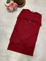 بلوز یقه گرد زرشکی -کد1088 - Image 2